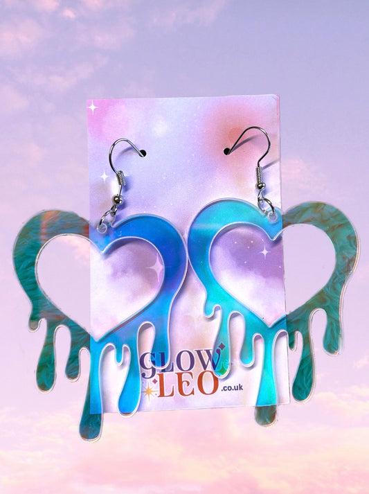 Colour Shift Drippy Heart Earrings