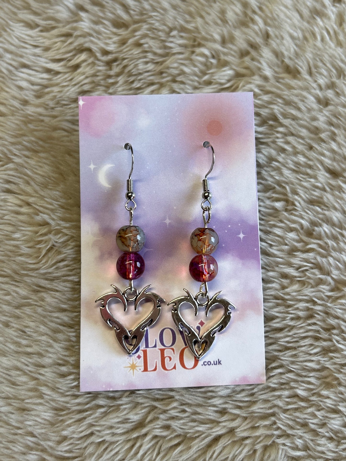 Flame Heart Beaded Earrings