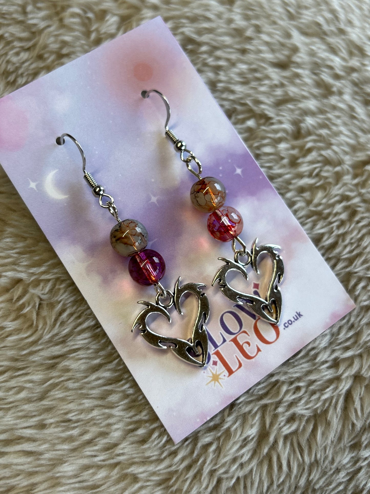 Flame Heart Beaded Earrings