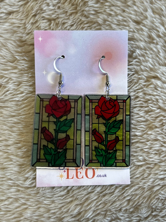 Stained Rose Earrings