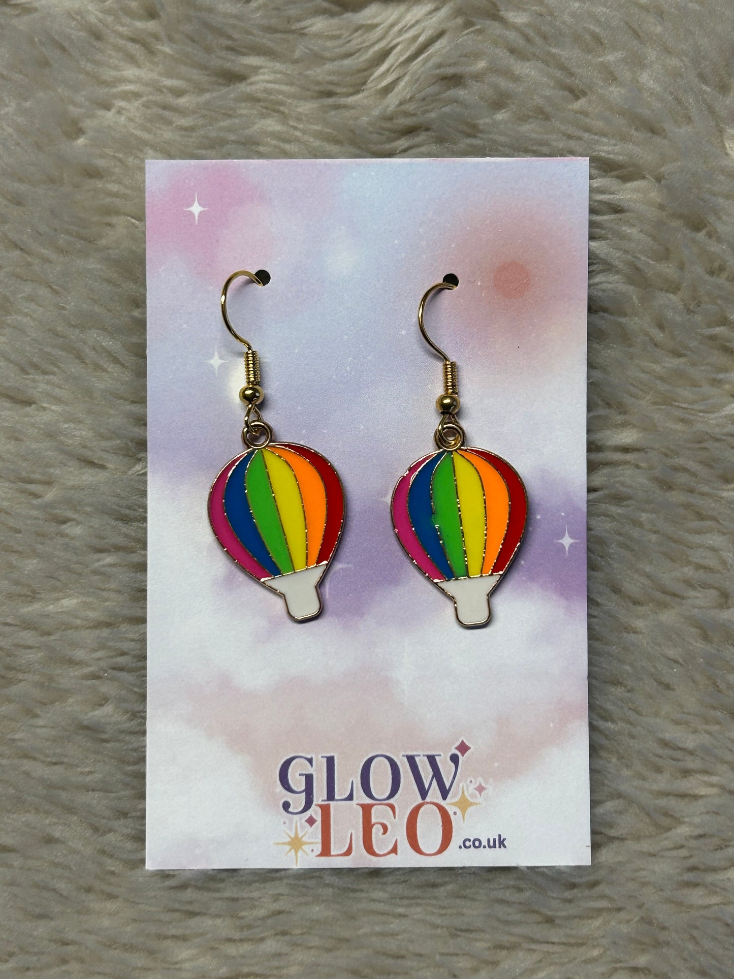 Rainbow Hot Air Balloon Earrings