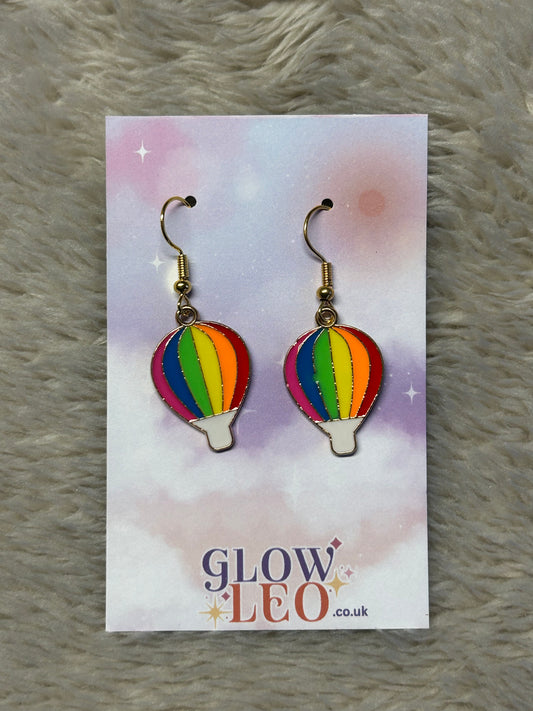 Rainbow Hot Air Balloon Earrings
