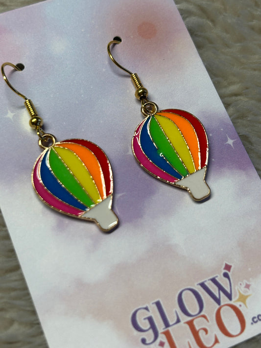 Rainbow Hot Air Balloon Earrings