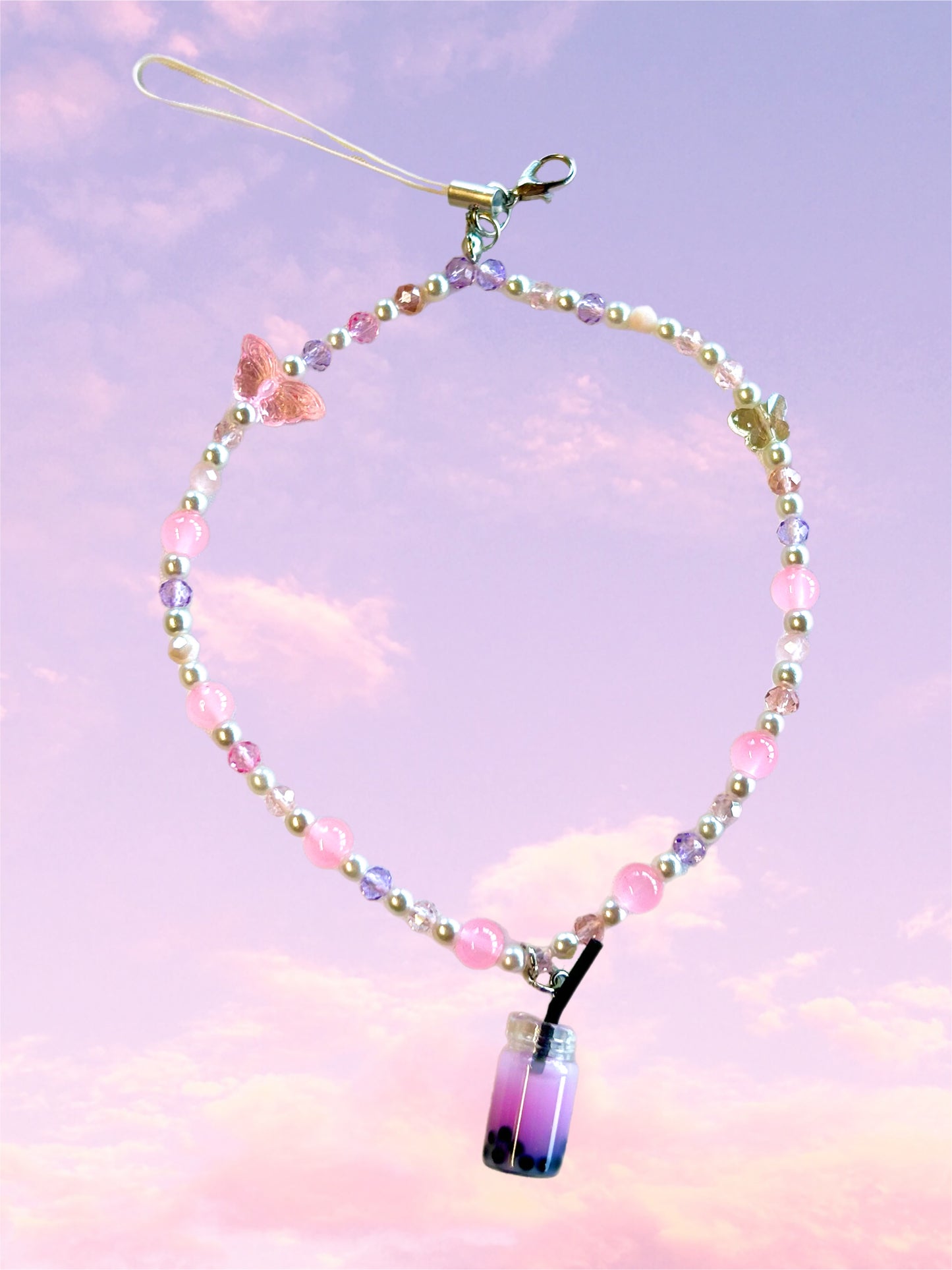 Strawberry Boba Phone Chain