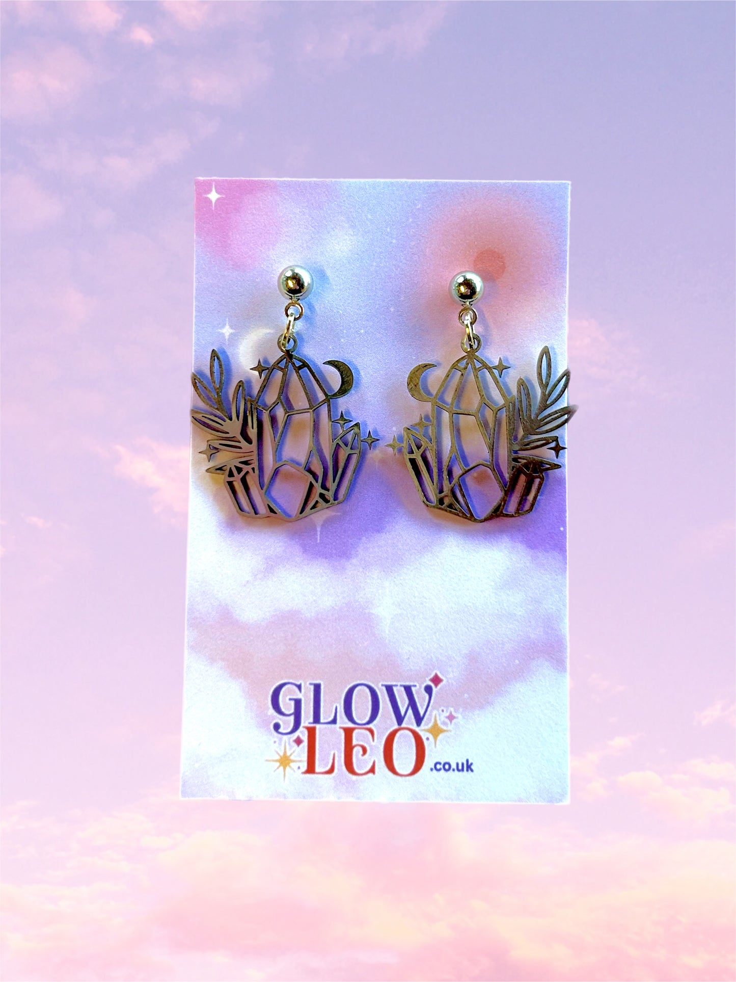 Crystal Moon Stud Earrings