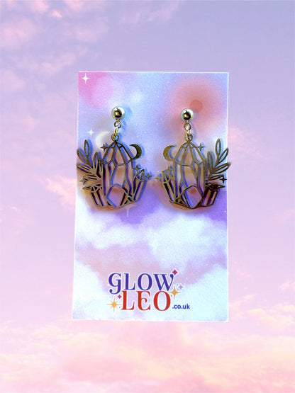Crystal Moon Stud Earrings