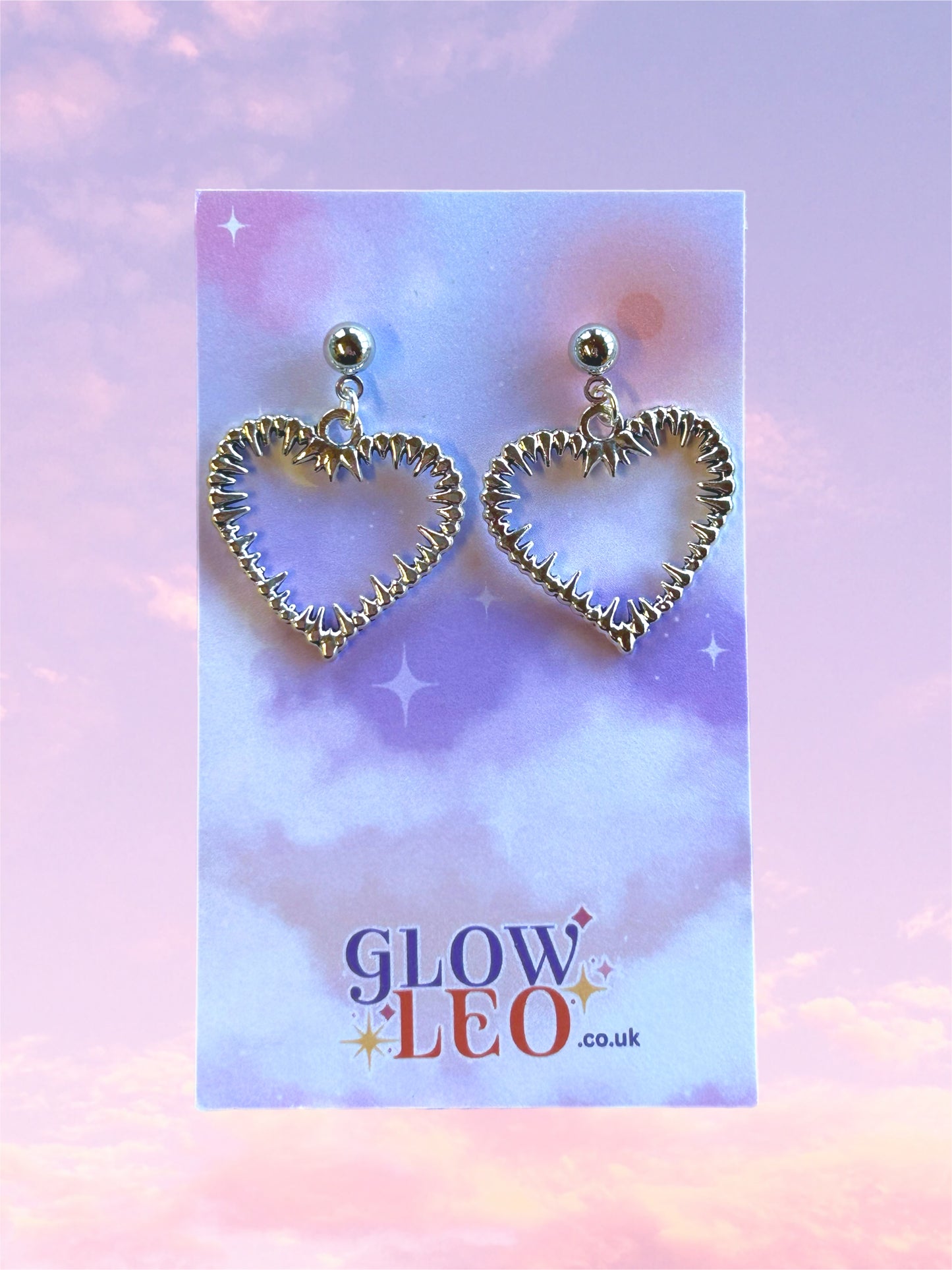 Spiked Heart Stud Earrings