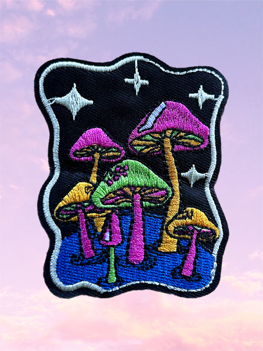 Neon Mushroom Embroidery Patch