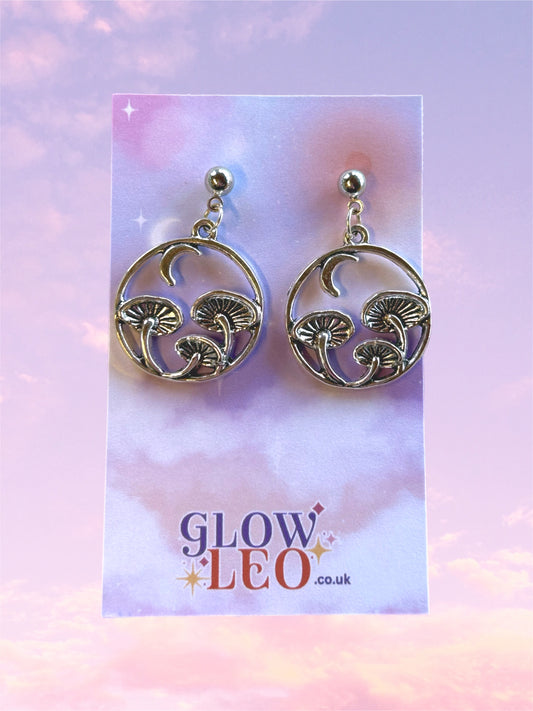 Moon Mushroom Stud Earrings